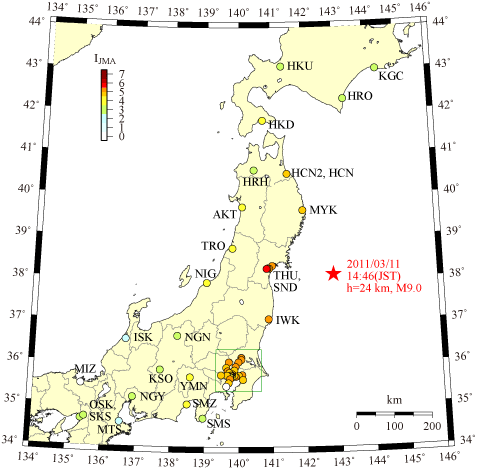 11年3月11日 14時46分 東北地方太平洋沖地震 M 9 0 H 24 Km Bri Strong Motion Network